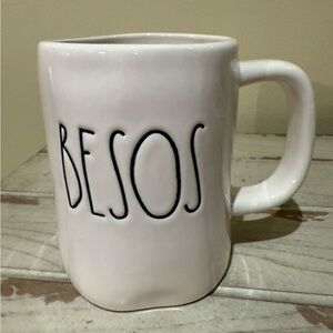 Rae Dunn Besos (Kisses) Coffee Mug White Black